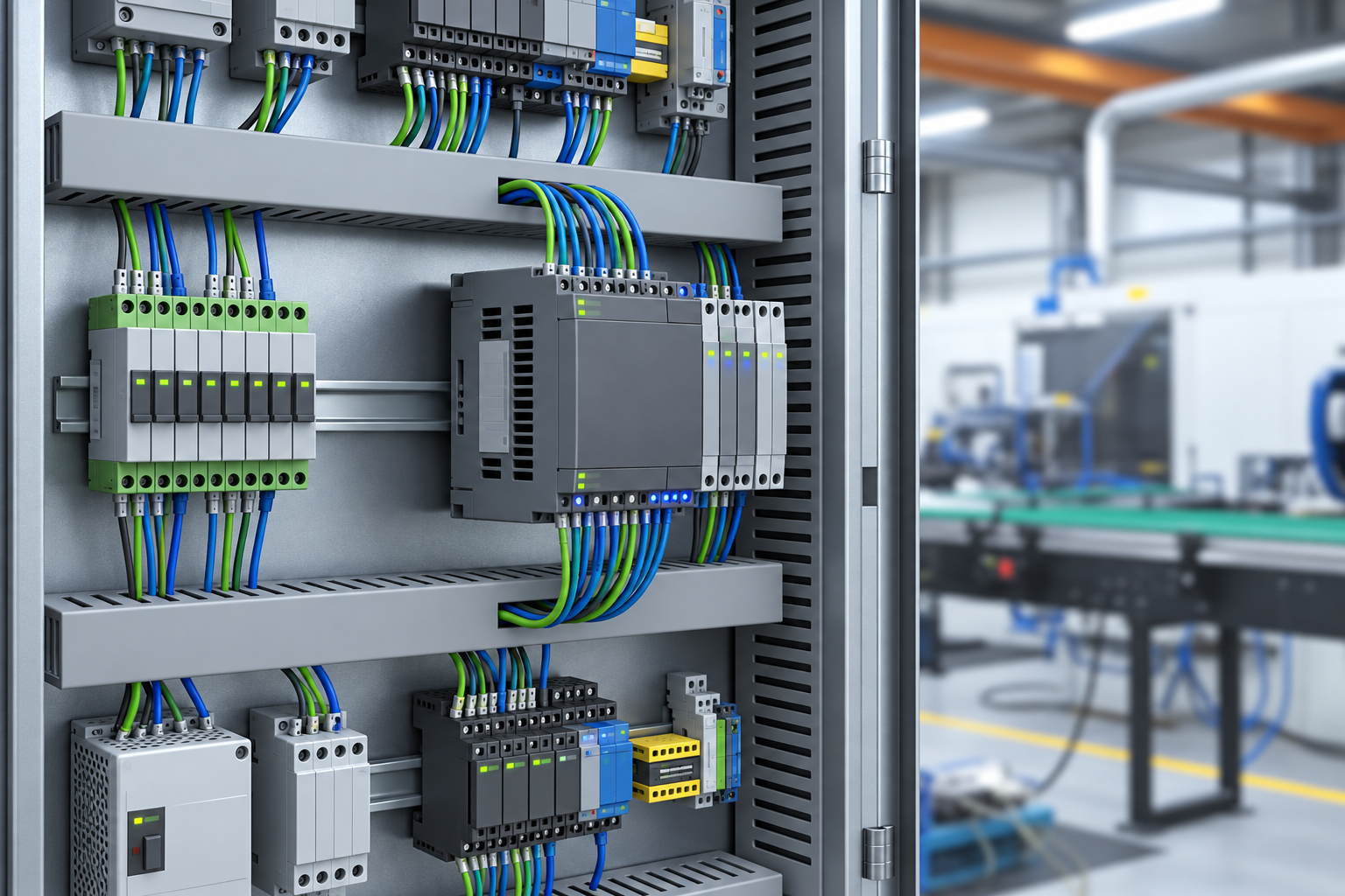Painel elétrico com controlador lógico programável